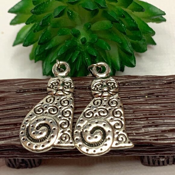 Boho Earring, Celtic Jewelry, Cat Earring, Silly Animal Earring, Gift Idea, Cat - Picture 2 of 7